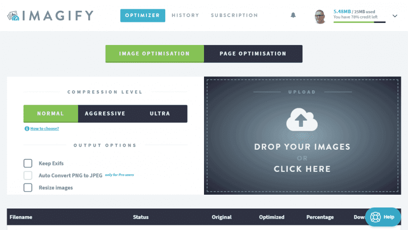 Imagify online interface