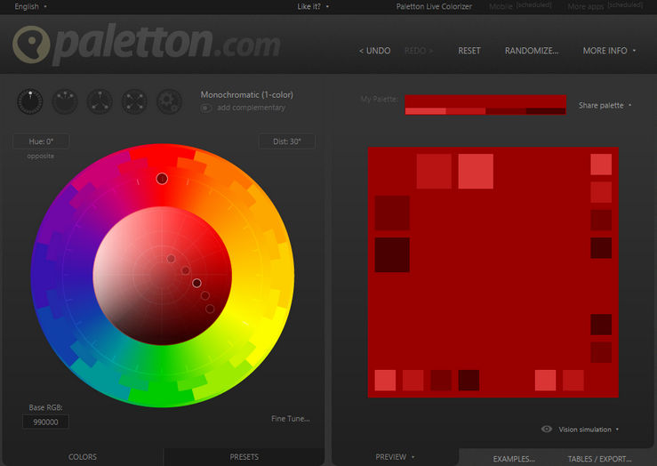 paletton.com berät zielsicher bei Farben