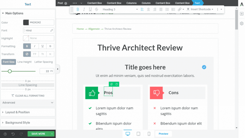 Thrive Architect Editor und Page Builder