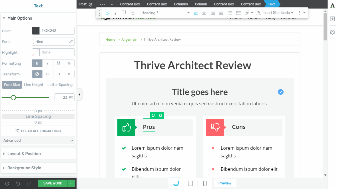 Thrive Architect Editor