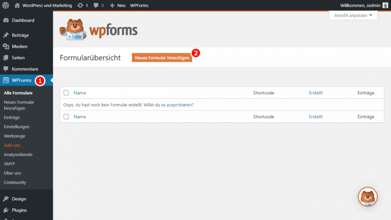 WPForms - News Formular hinzufügen