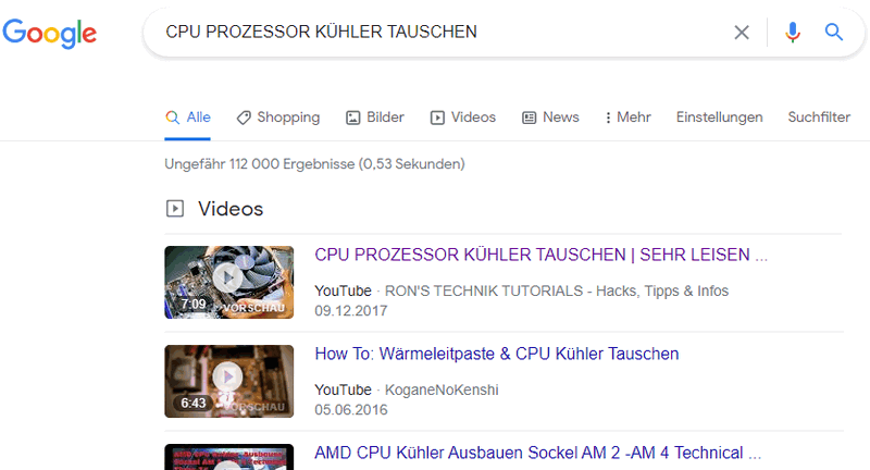 Video Snippet in search engine results.