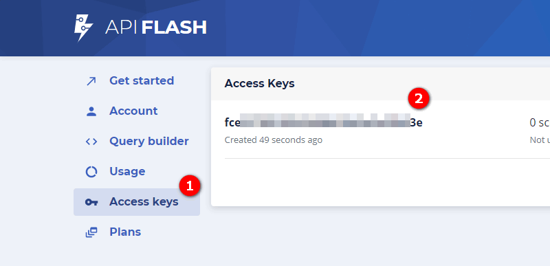 Kopiere dir den Access Key.