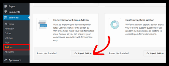 WPForm: Conversational Forms Addon installieren und aktivieren