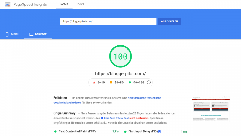 The big goal: PageSpeed Insights score of 100