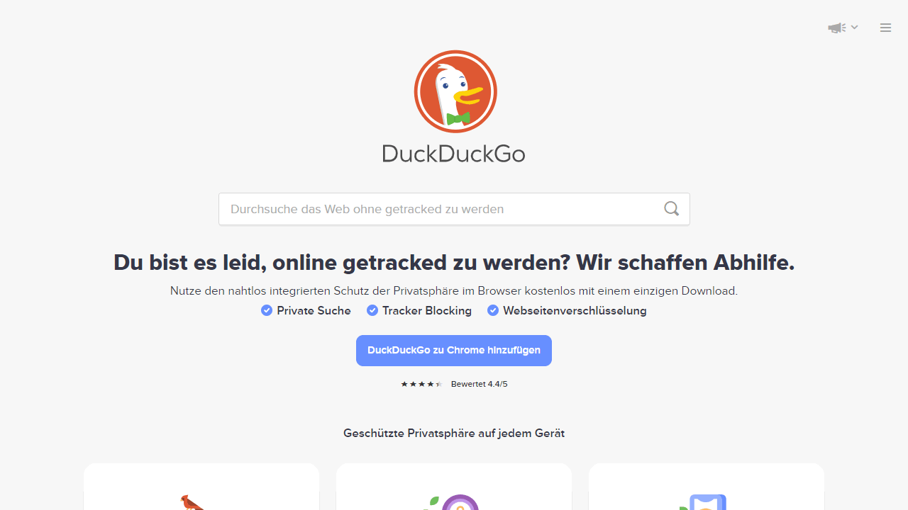 DuckDuckGo schützt deinen Privatspäre.