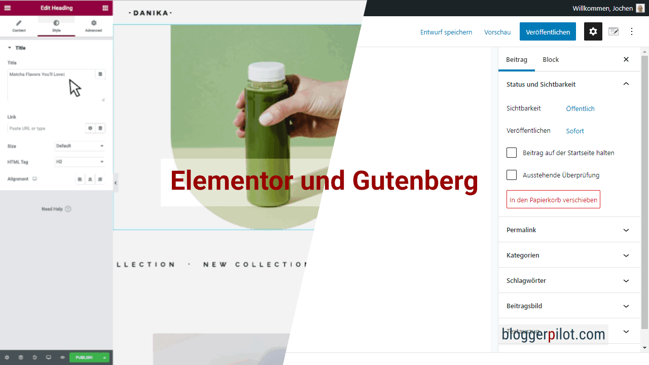 Elementor und Gutenberg nebeneinander