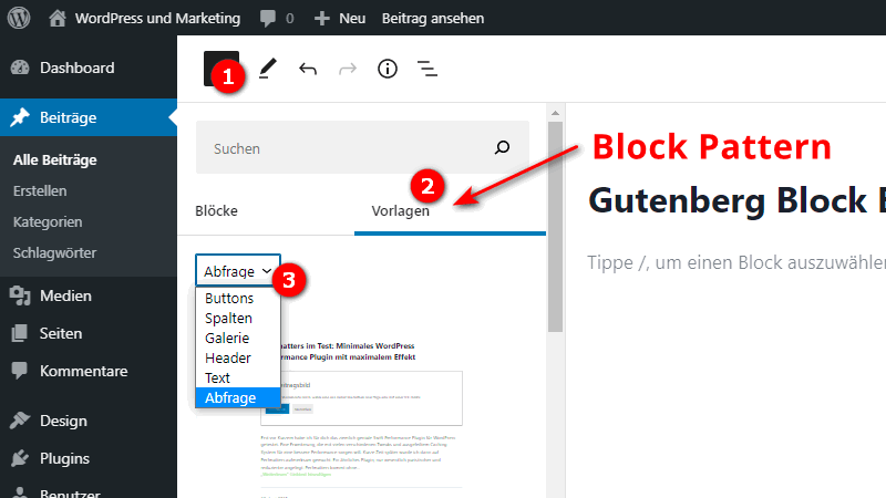 Block Pattern - Vorlagen