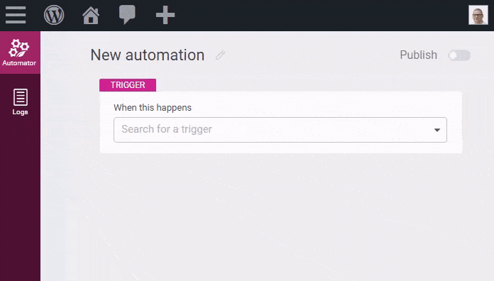 Choose the trigger for the new automation.