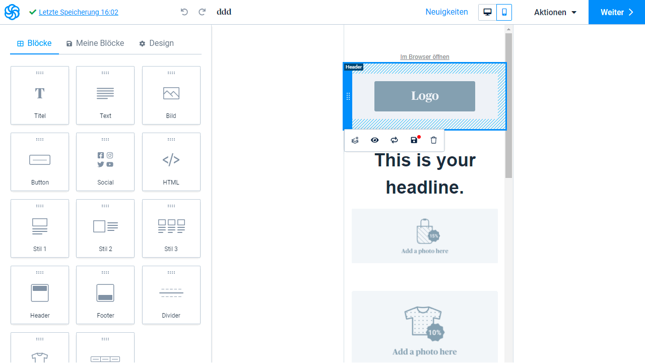 Sendinblue lets you customize the mobile view of your email separately.
