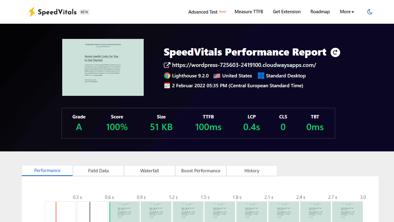 Performance Test SpeedVitals