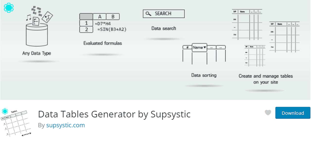 Data Tables Generator von Supsystic
