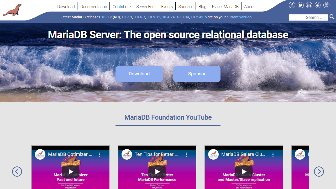 MariaDB Website Screenshot