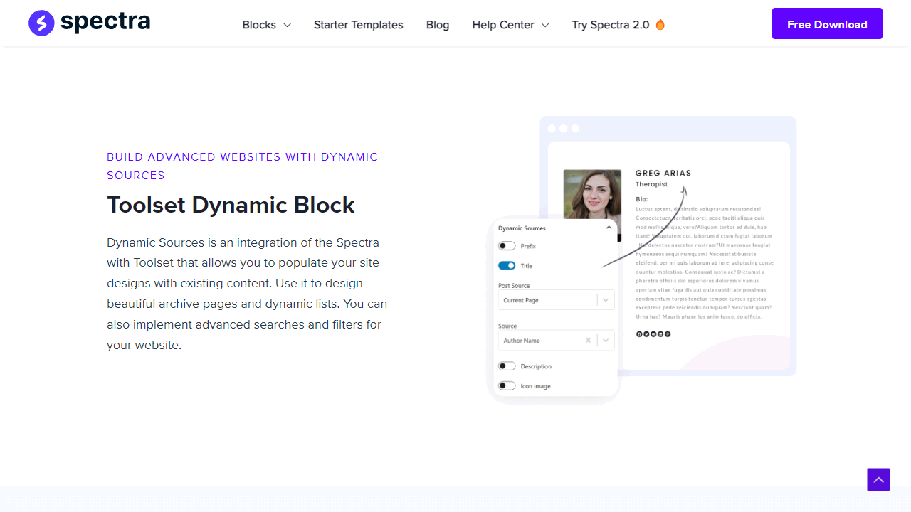 Dynamic data with the Toolset block.