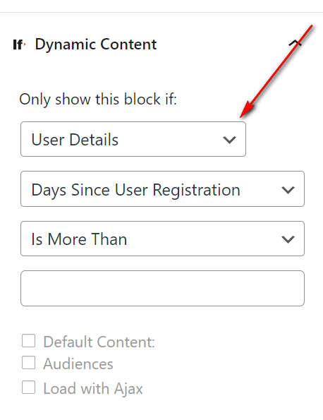 Select your conditions for the block.