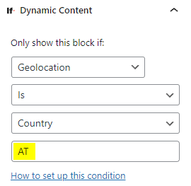 Set up conditional Gutenberg blocks at the country level.
