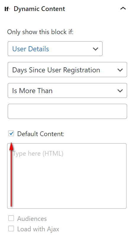 Use the Default Content field for the content if the representation does not apply.