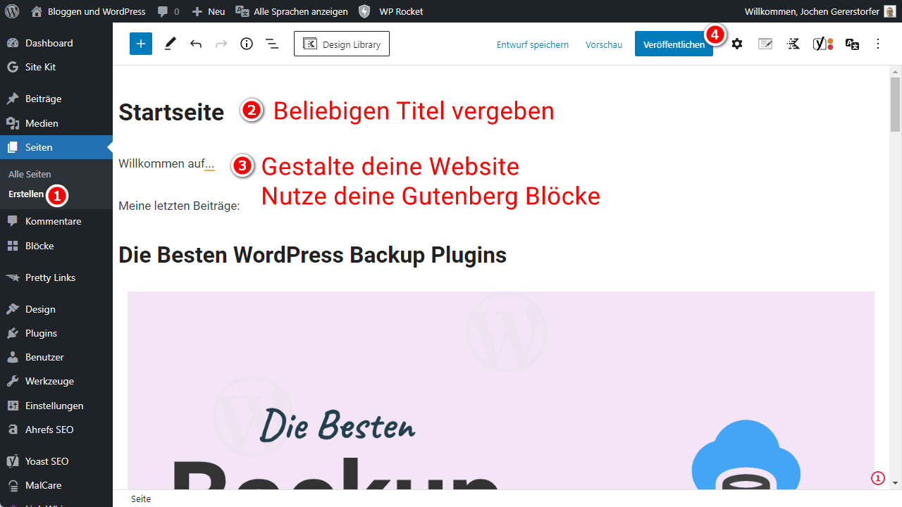 WordPress Startseite erstellen