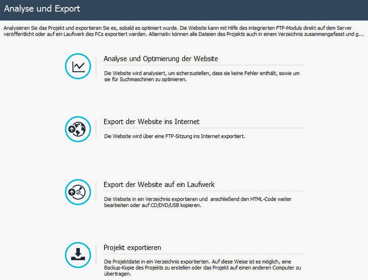 WebSite X5 Analyse und Export