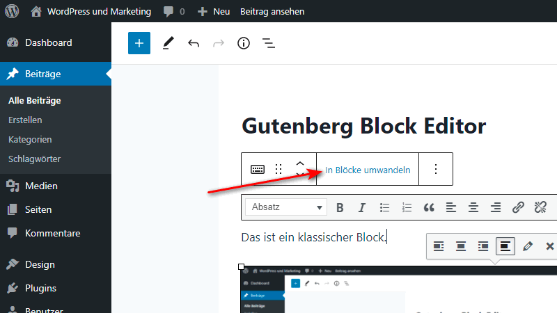 Convert from classic editor to blocks